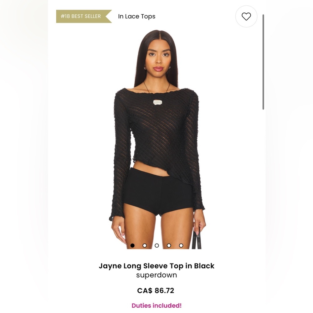 REVOLVE Superdown Textured Black Long Sleeve Top